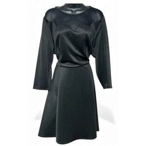 Forever 21 Plus Black Mesh Panel Skater Dress 3X Sheer Y2K Goth Fit Flare